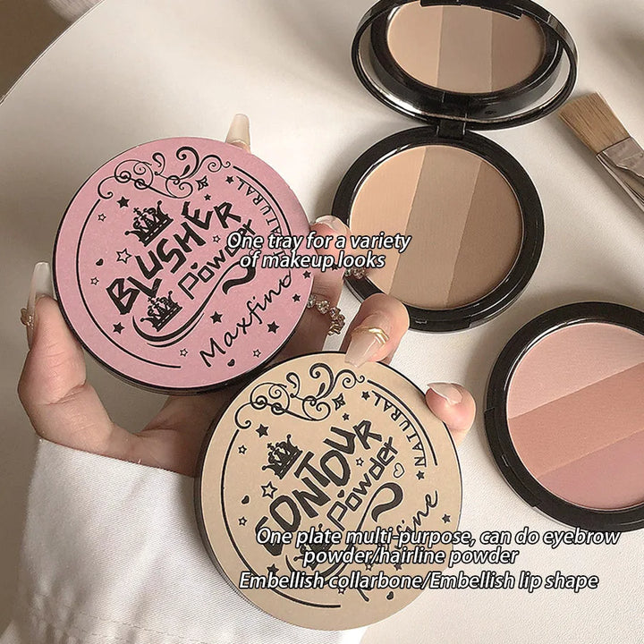 Three-colour Blush Palette, Delicate, Long-lasting