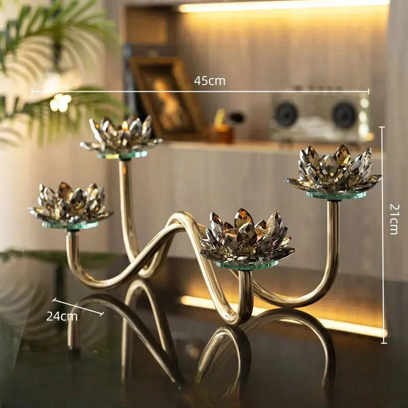 Crystal Candles Lotus Metal Candle Holder Candleholder Wedding Centerpieces Candle Stick Holder Home Decoration Accessories-Arlik interiors