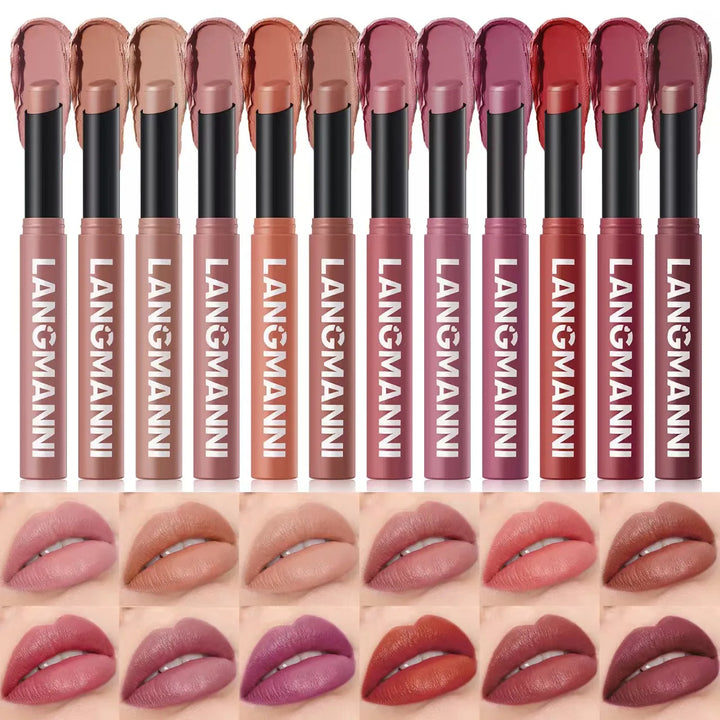 Twelve-color Matte Lipstick Pearly Highlighter Eyeshadow Stick