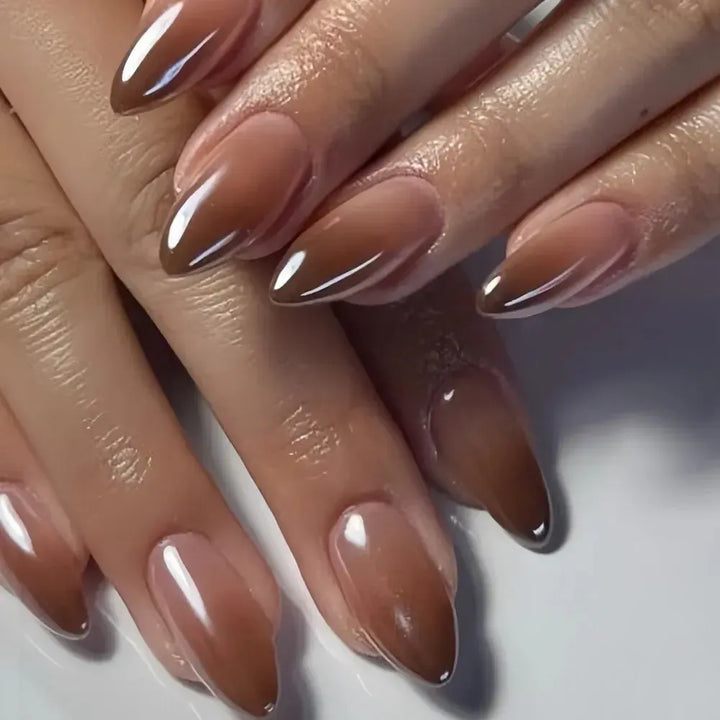 Almond Press-On Nails – 24 Pcs Flower Pattern False Nails | Bennys Beauty World-Nails-Bennys Beauty World