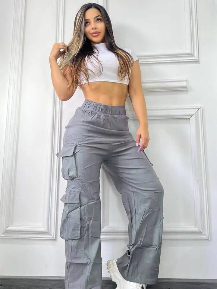 Waist Baggy Trousers Casual Wide Leg Slim Vintage Streetwear