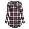 Womens Casual Rolled Sleeve Blouse Sexy Zipped V-neck Plaid Tunic Tops Spring Autumn 2022 Fashion Blouses And Shirts Chemise-Bennys Beauty World