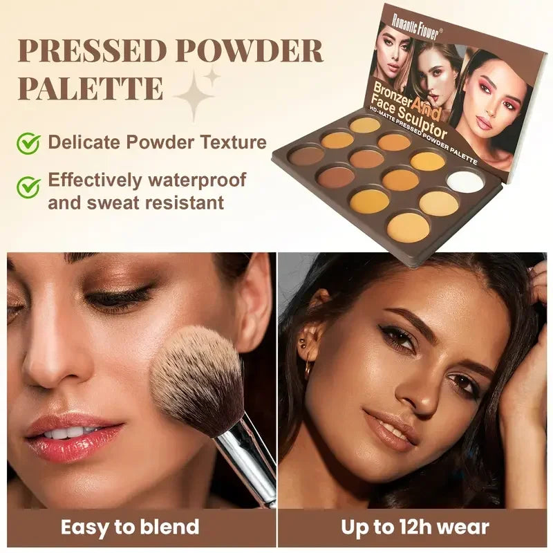 Matte Pressed Powder Bronzer &amp; Face Sculptor Palette