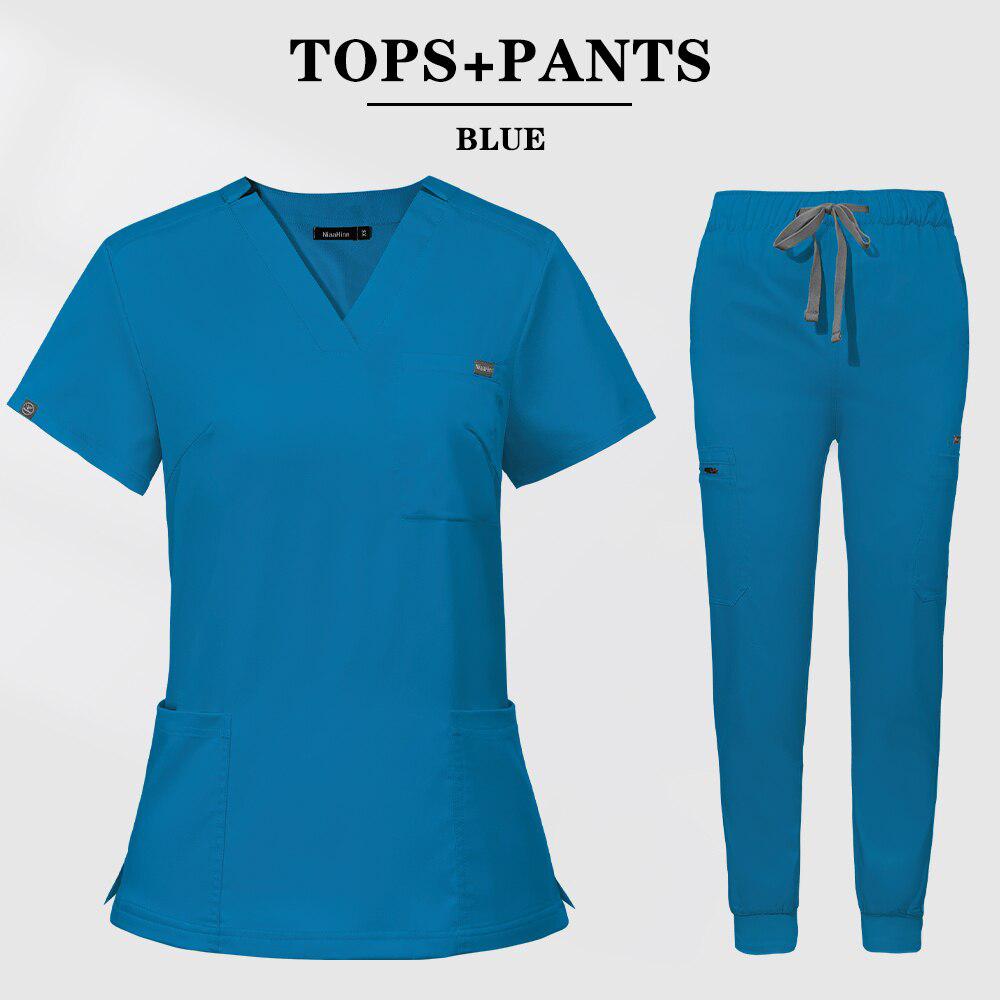 Multicolor Scrubs Short Sleeve Tops+Pants Nursing Uniform-Scrubs-Bennys Beauty World