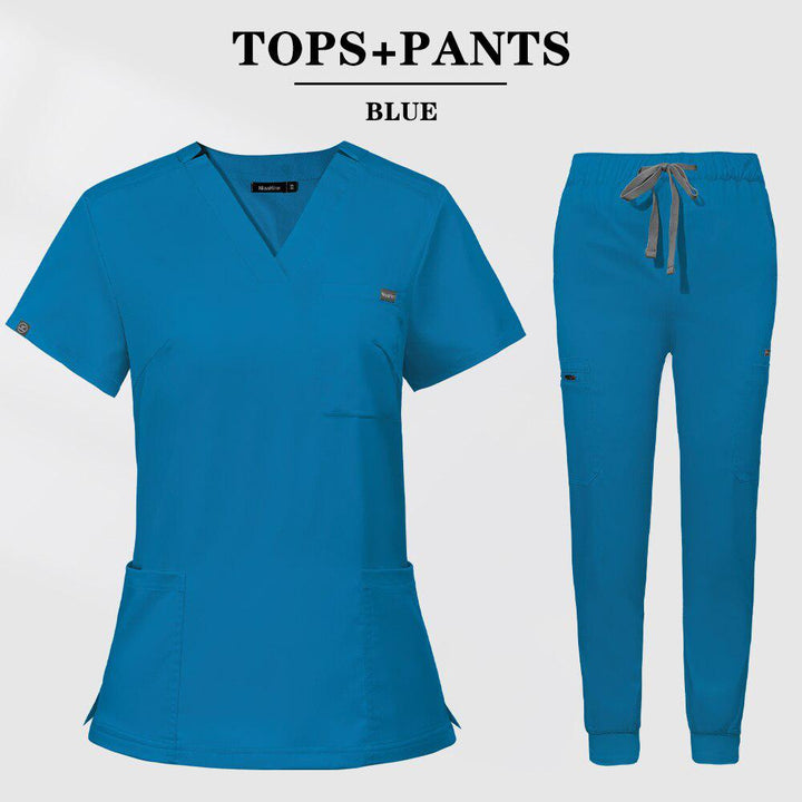 Multicolor Scrubs Short Sleeve Tops+Pants Nursing Uniform-Scrubs-Bennys Beauty World