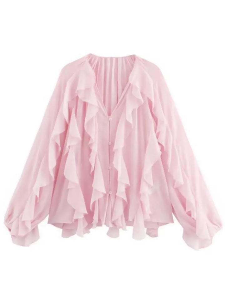 Summer Chic Women's Elegant Loose Long Sleeve Layered Shirts-Blouse-Bennys Beauty World