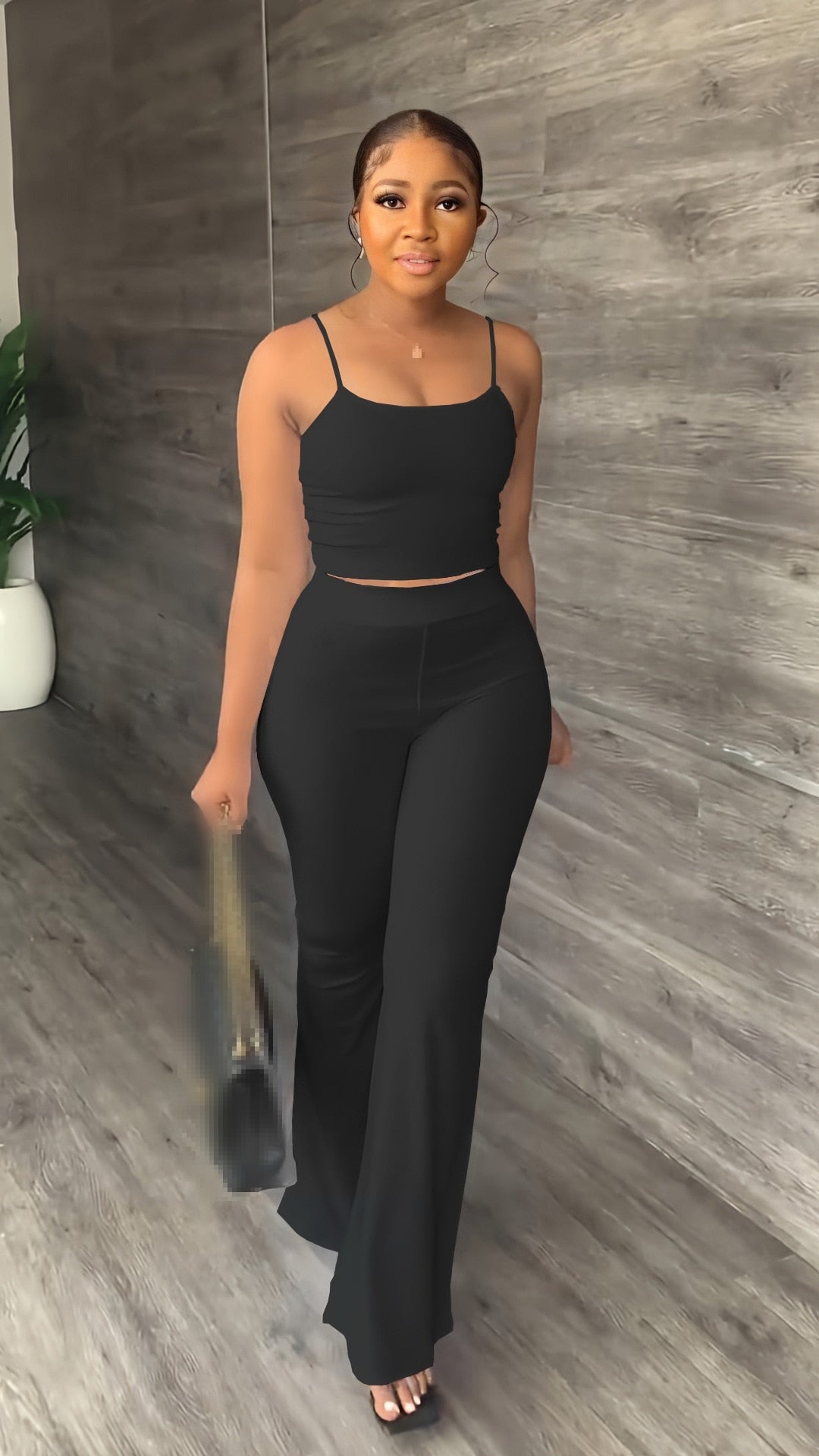 One-Shoulder Crop Top & Mopping Pants Two-Piece Suit - White L  Two piece  outfits pants, Wide leg pant suit, Two piece outfit