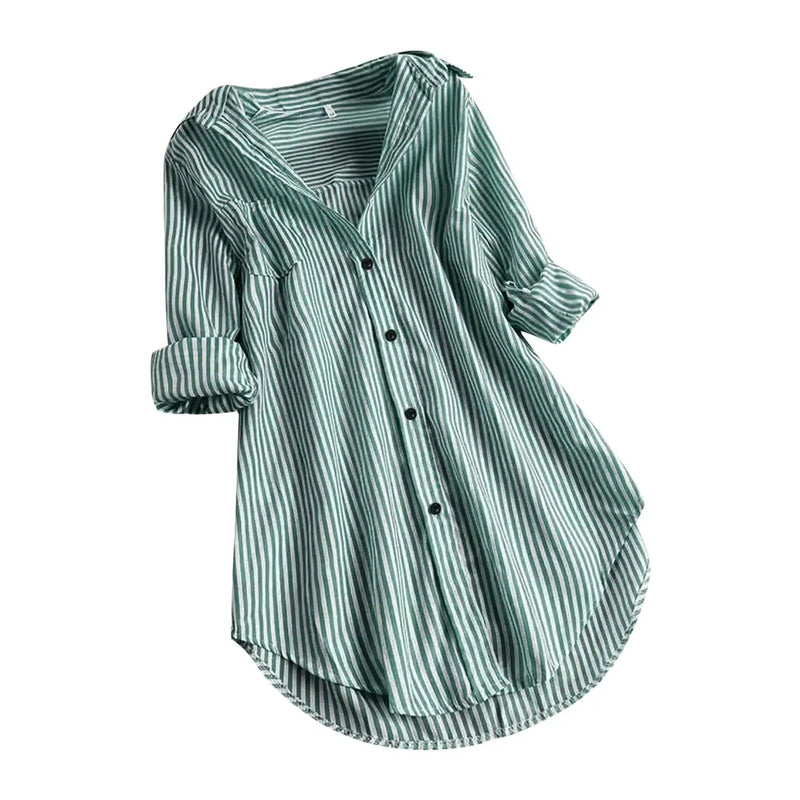 Women'S Clothing Sales Women'S Spring/Summer Striped Long Sleeved Blouse With Lower Breathable Elastic Women'S Bottom Shirt топ-Bennys Beauty World