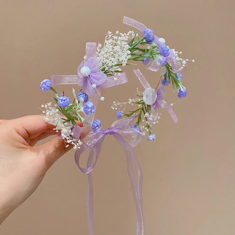 Artificial Flower Crown Headband for Girls Sweet Floral Hair Hoop