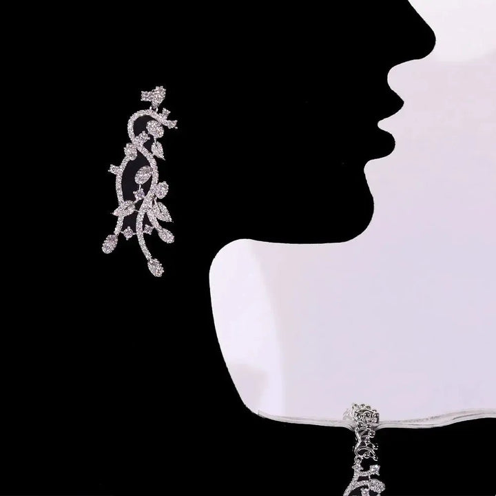 Cubic Zirconia Bridal Jewellery Set | Platinum Plated Necklace &amp; Earrings - Bennys Beauty World