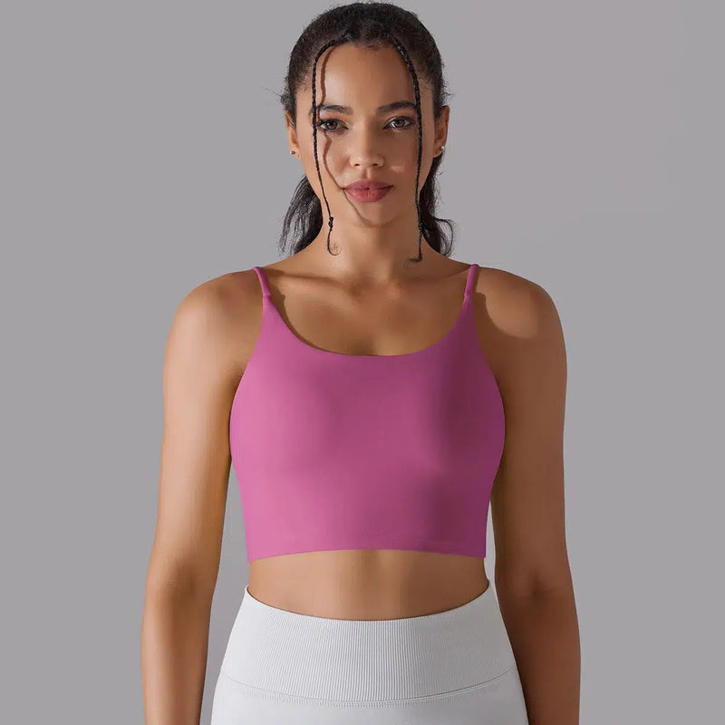 Women Solid Double Sided Nylon Bras Knitting High Elastic Tank Tops-crop top-Bennys Beauty World