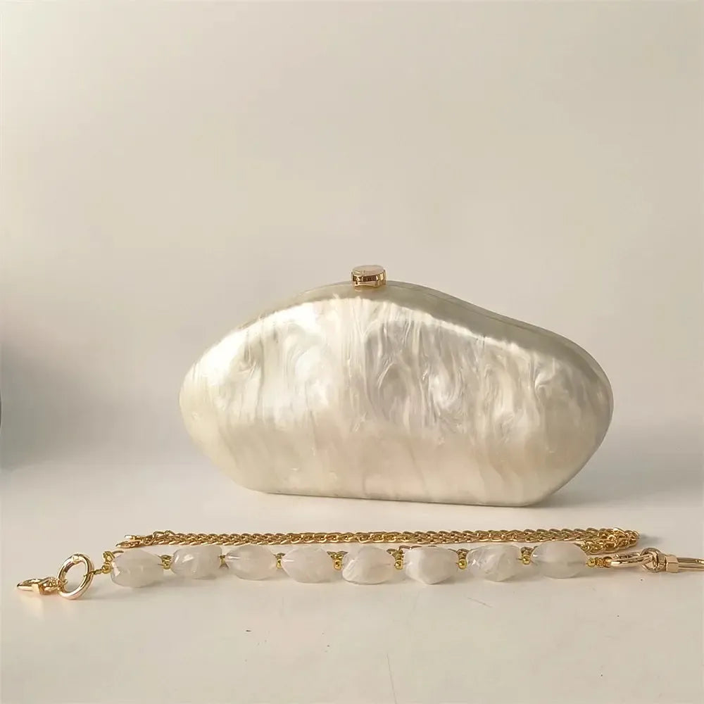 Acrylic Shell Evening Bag – Luxury Handmade Clutch Purse with Chain Strap for Women-Bag-Bennys Beauty World
