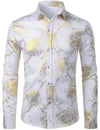 Fashion Men's Shirt Flowers 3D Printing Lapel Button Top Long Sleeve Shirt-shirt-Bennys Beauty World