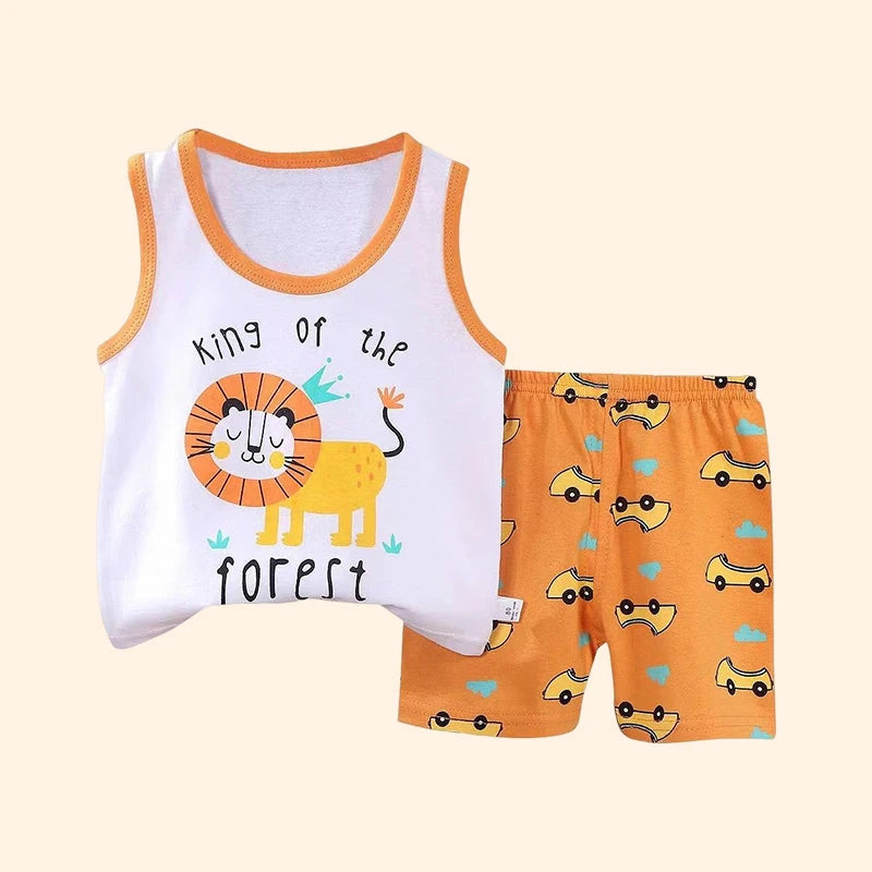 Kids Cotton Vest &amp; Shorts 2-Piece Set | Sleeveless Summer Outfit | Ages 9M–6T
