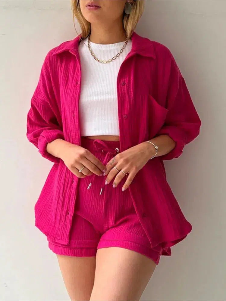 Women's Two-piece Set Paired With Short Clothing Casual Retro Street Style