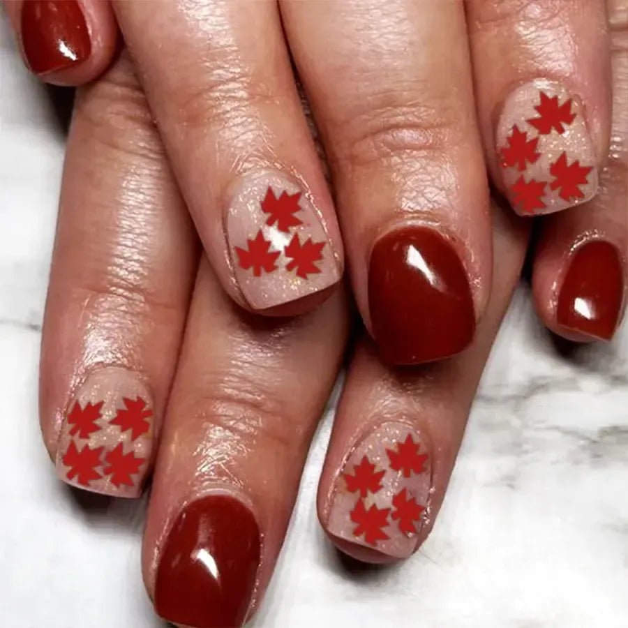Short Square French Flower Press - On Nails 24 Pcs - Bennys Beauty World