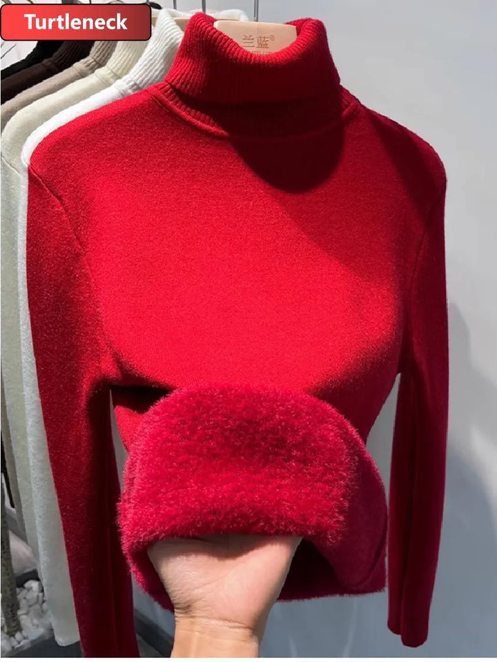 Women’s Turtleneck Velvet-Lined Winter Sweater