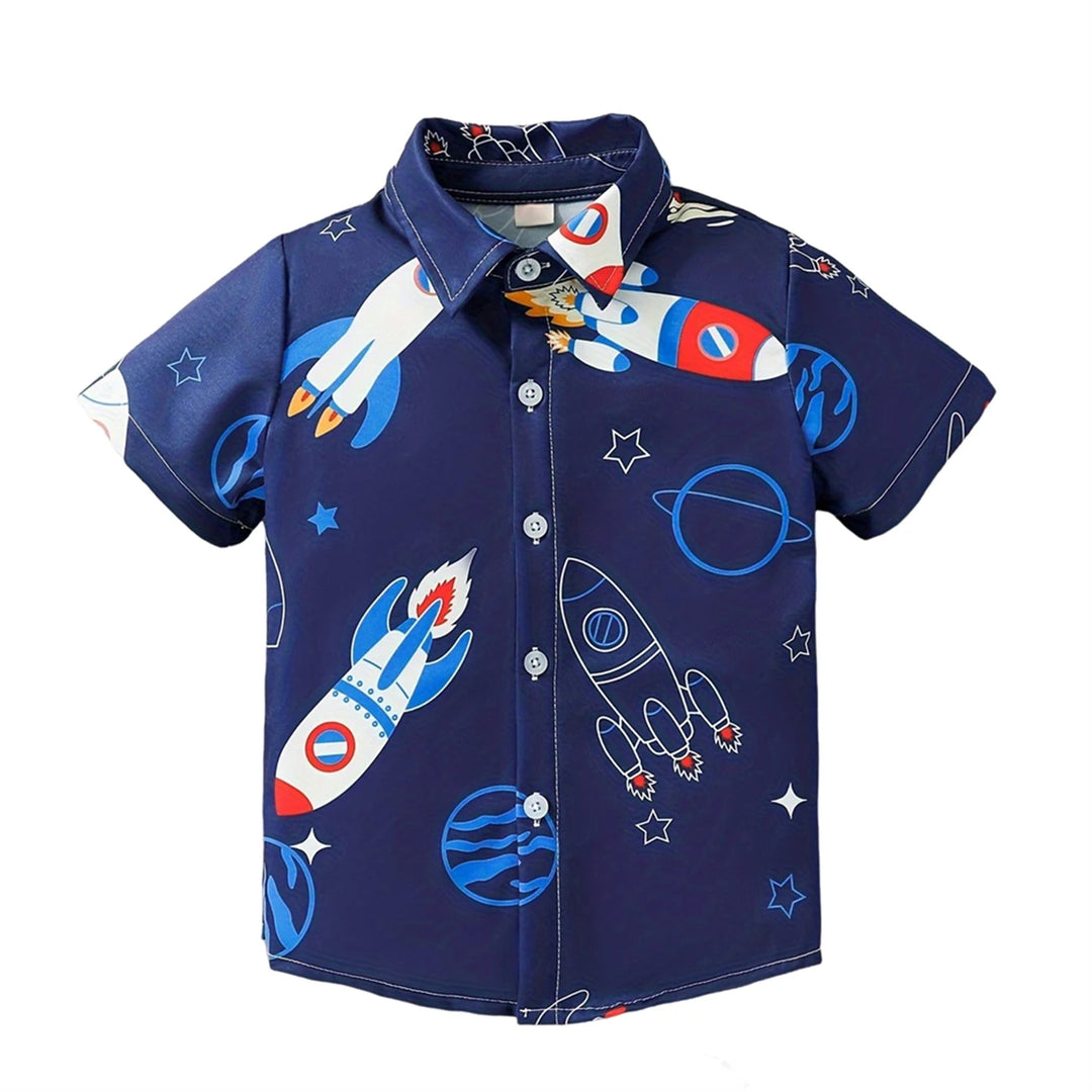 Boys Colorful Splash Ink Print Short Sleeve Shirt | Kids Casual Summer Top