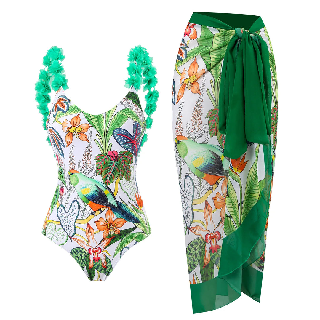 Push Up Women Bikini Set Floral Printed Ruffle Bikinis Strappy Swimwear-Swimwear-Bennys Beauty World