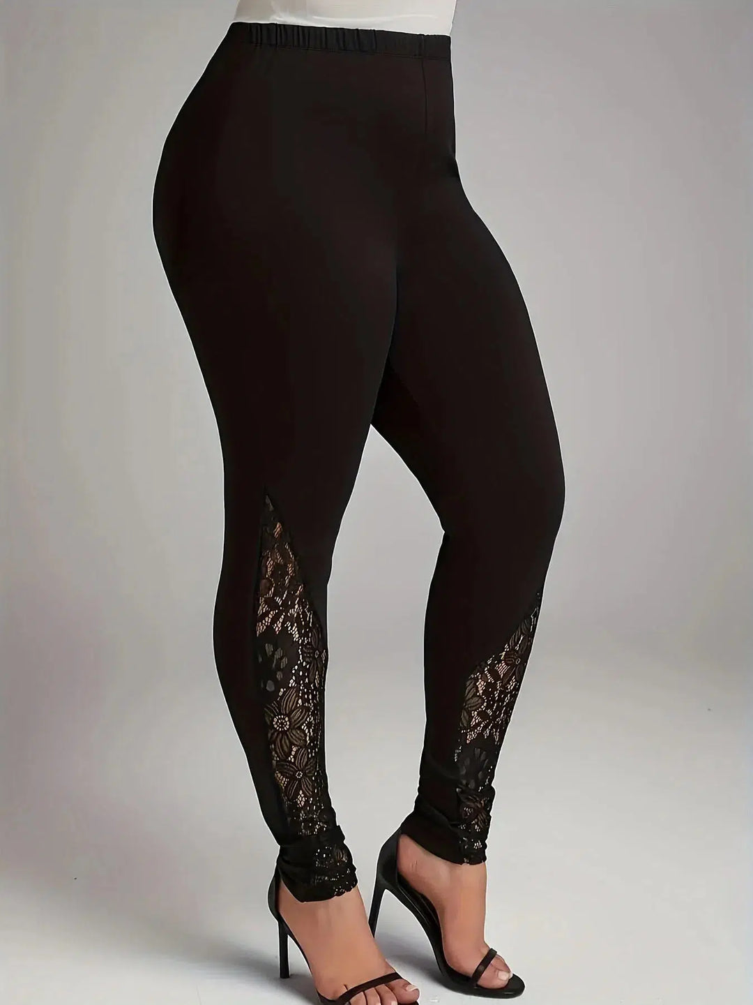 Womens leggings with lace patchwork Design-Bennys Beauty World