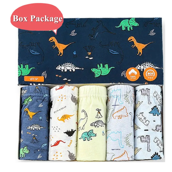 Boys Cotton Cartoon Briefs Multipack | Dinosaur &amp; Truck Print