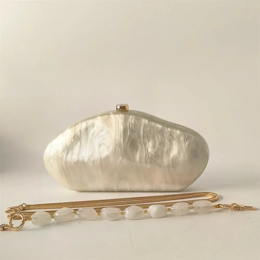 Acrylic Shell Evening Bag – Luxury Handmade Clutch Purse with Chain Strap for Women-Bag-Bennys Beauty World