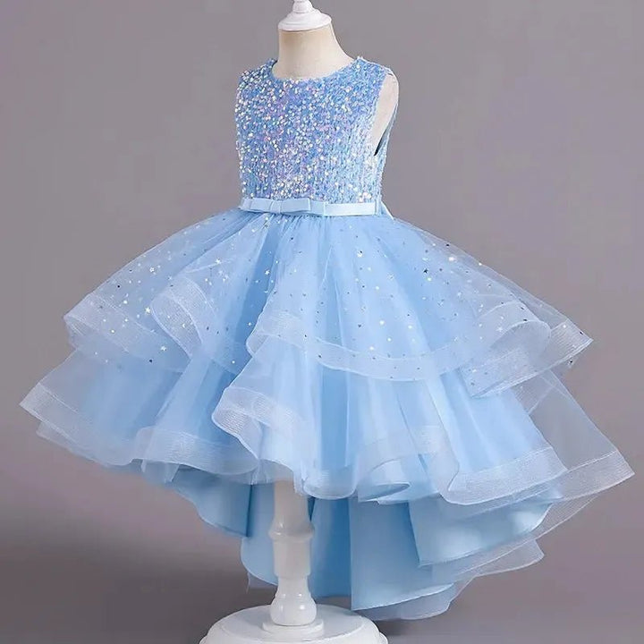 Girls Sequin Princess Dress – Sleeveless Formal Gown (Ages 3–14) - Bennys Beauty World