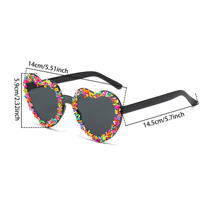 Heart-Shaped Sprinkle Sunglasses — UV400