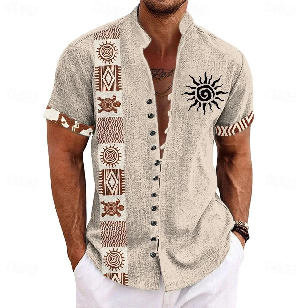 Men’s Linen Short Sleeve Shirt-Shirt-Bennys Beauty World
