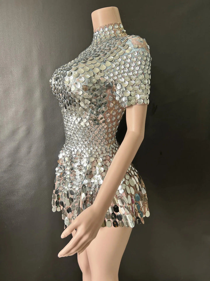 Rhinestone Sequin Mini Party Dress-Dresses-Bennys Beauty World