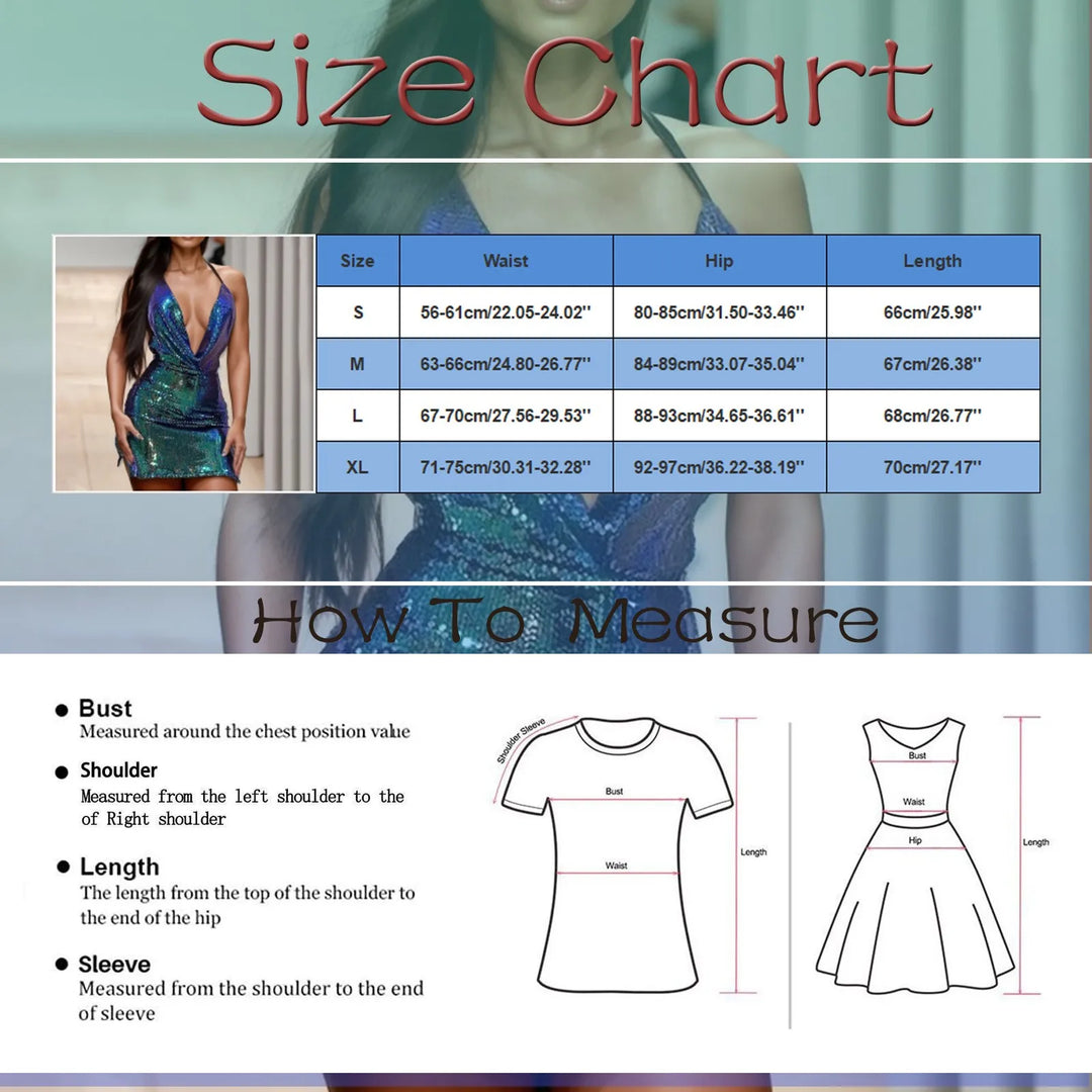 Sequin Halter Backless Mini Dress with Slit