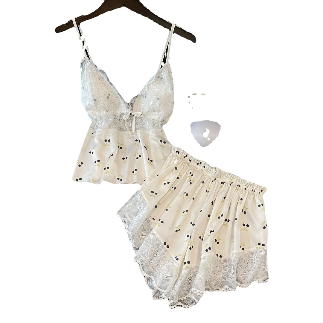 Summer Women Pajamas Lingerie Two Piece Lace Sleepwear