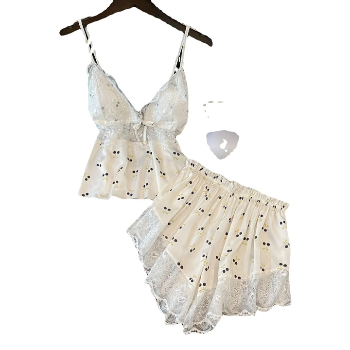 Summer Women Pajamas Lingerie Two Piece Lace Sleepwear