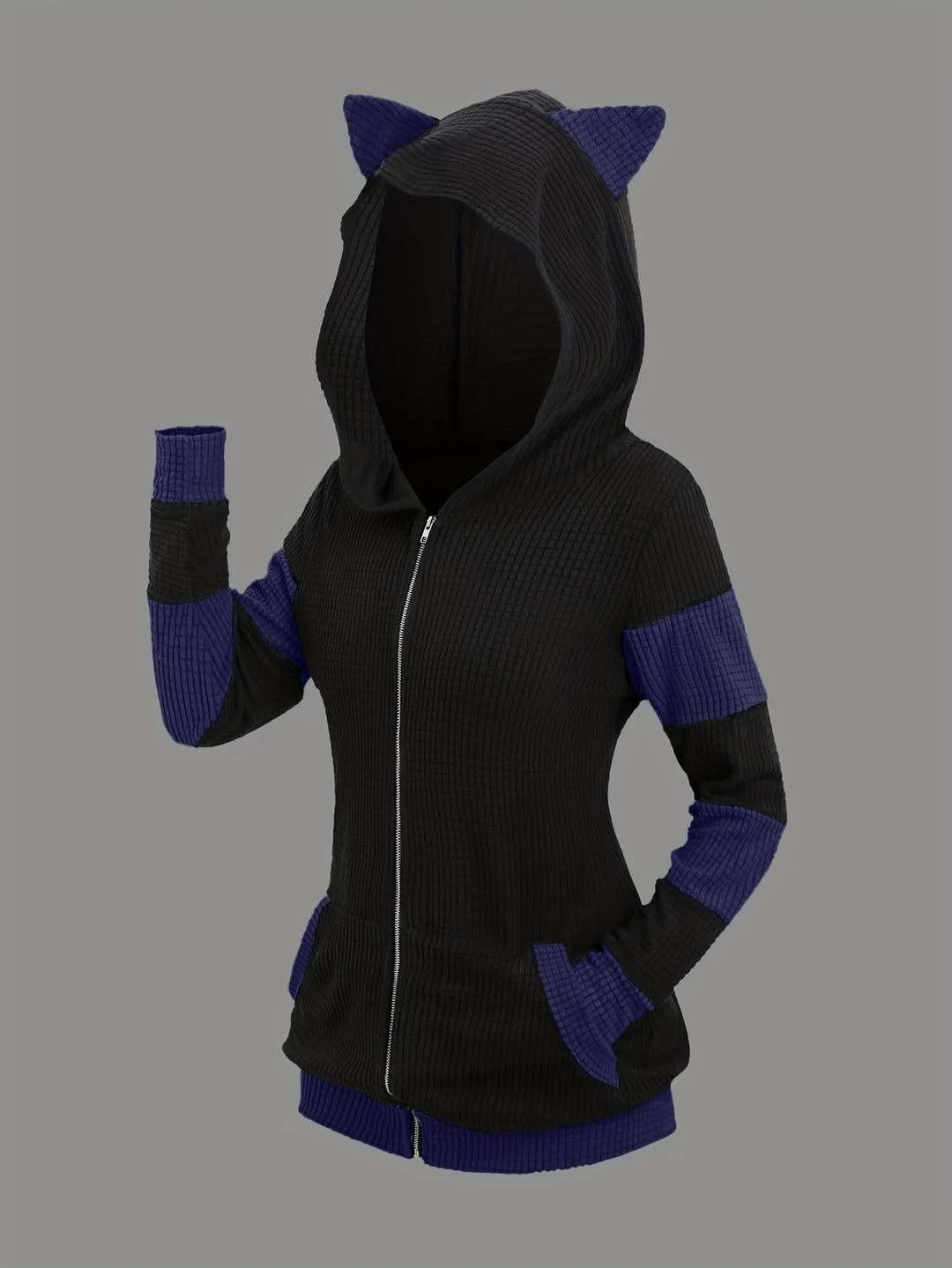 Women’s Cute Cat Ear Hooded Zip-Up Sweater Coat