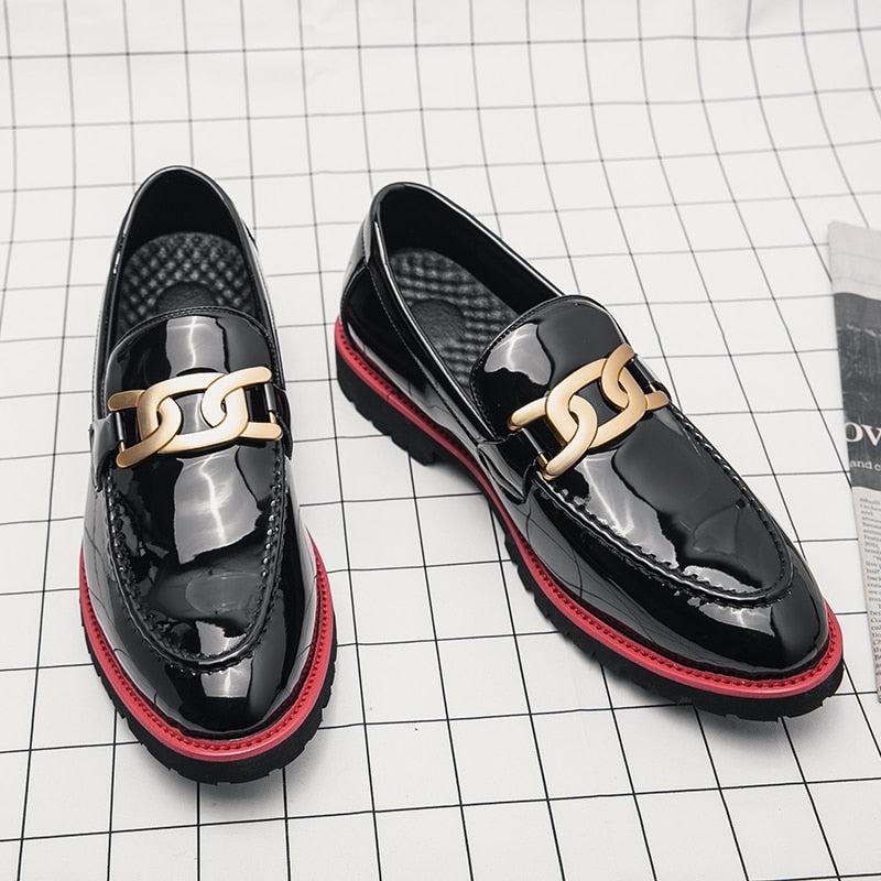 Men's Loafers PU Leather Embroidery Slip-On Casual Shoes