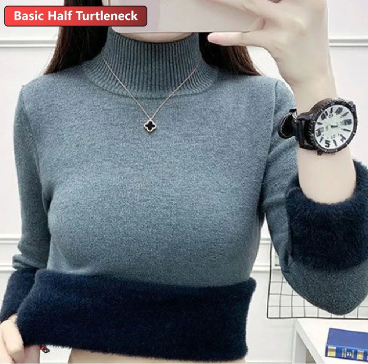 Women’s Turtleneck Velvet-Lined Winter Sweater