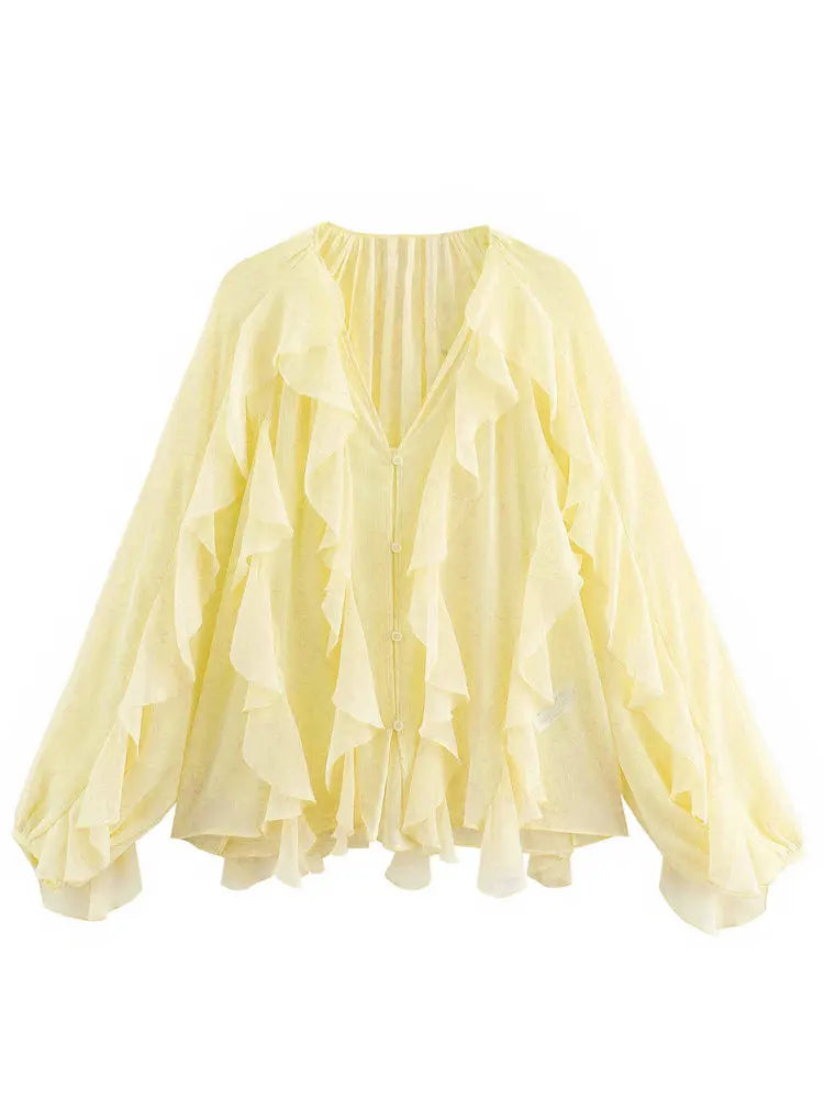 Summer Chic Women's Elegant Loose Long Sleeve Layered Shirts-Blouse-Bennys Beauty World
