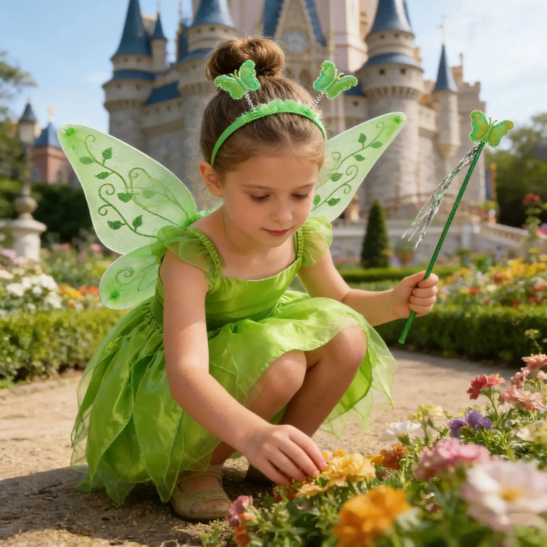 Girls Tinkerbell Fairy Dress – Halloween Costume with Accessories - Bennys Beauty World