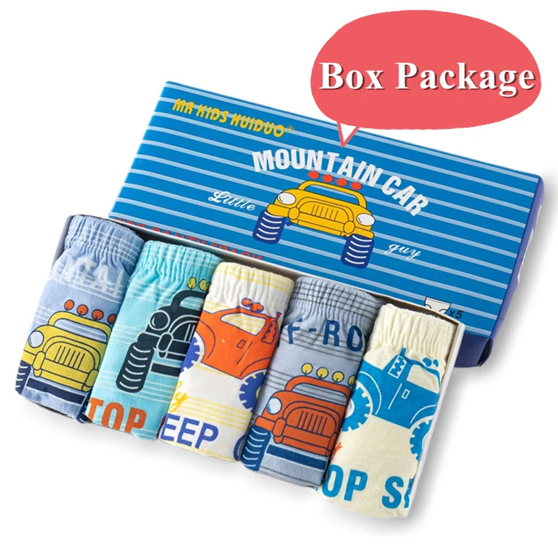 Boys Cotton Cartoon Briefs Multipack | Dinosaur &amp; Truck Print