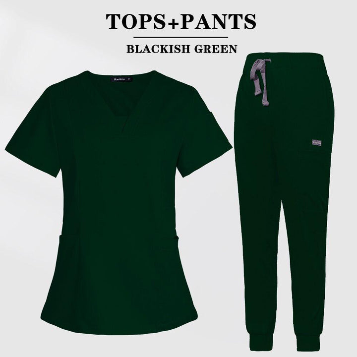 Multicolor Scrubs Short Sleeve Tops+Pants Nursing Uniform-Scrubs-Bennys Beauty World