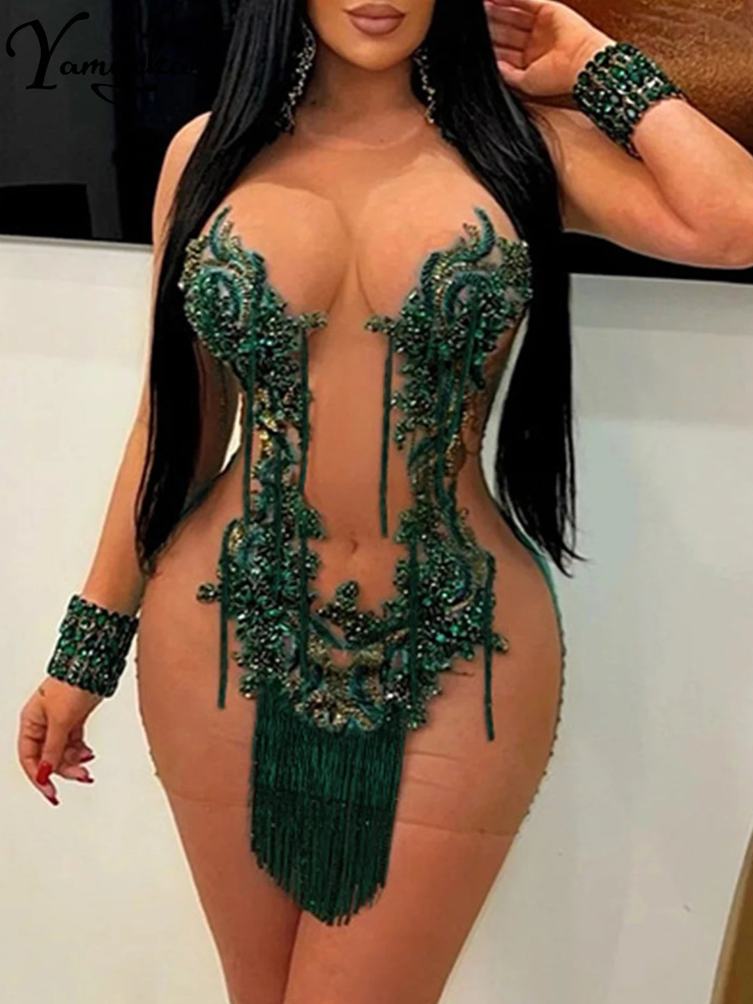 Sequin Mesh Bodycon Mini Dress