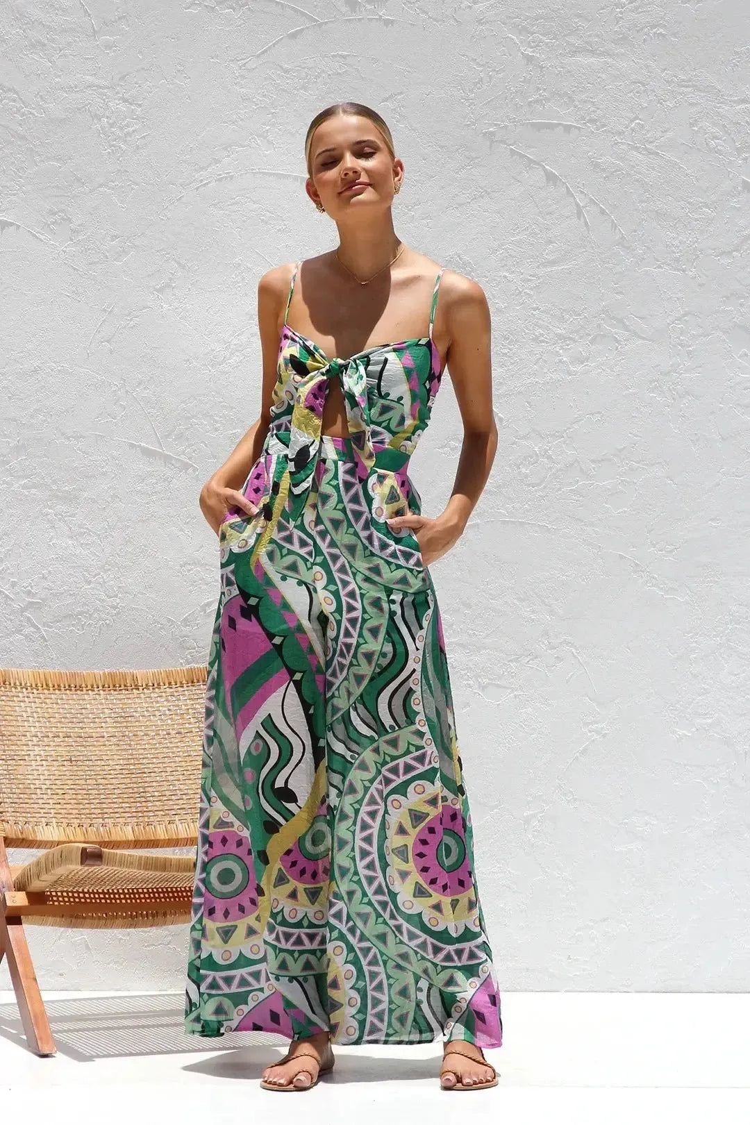 Bohemian Spaghetti Strap Jumpsuit for Women-Dress-Bennys Beauty World