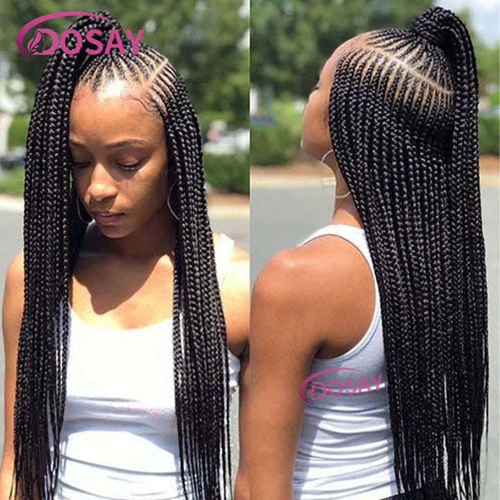 Synthetic Full Lace Front Wig Cornrow Double Braided Wigs