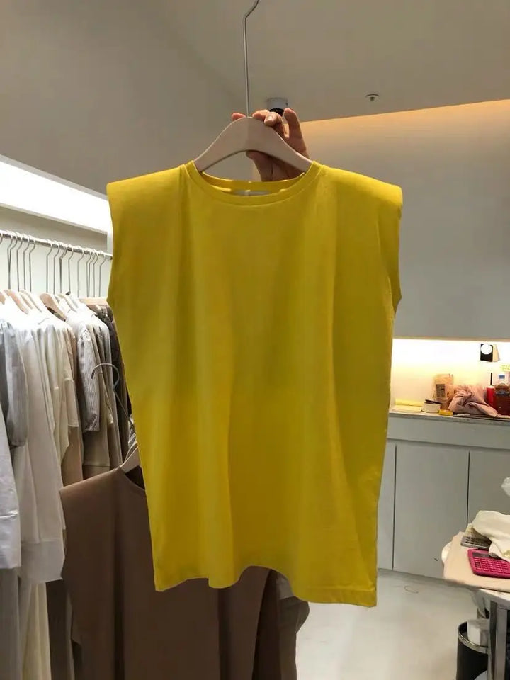 Women's O-neck Sleeveless White T-shirts