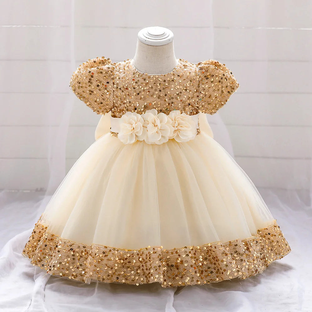 Toddler Baby Sequin Party Dresses Baptism Princess Dress