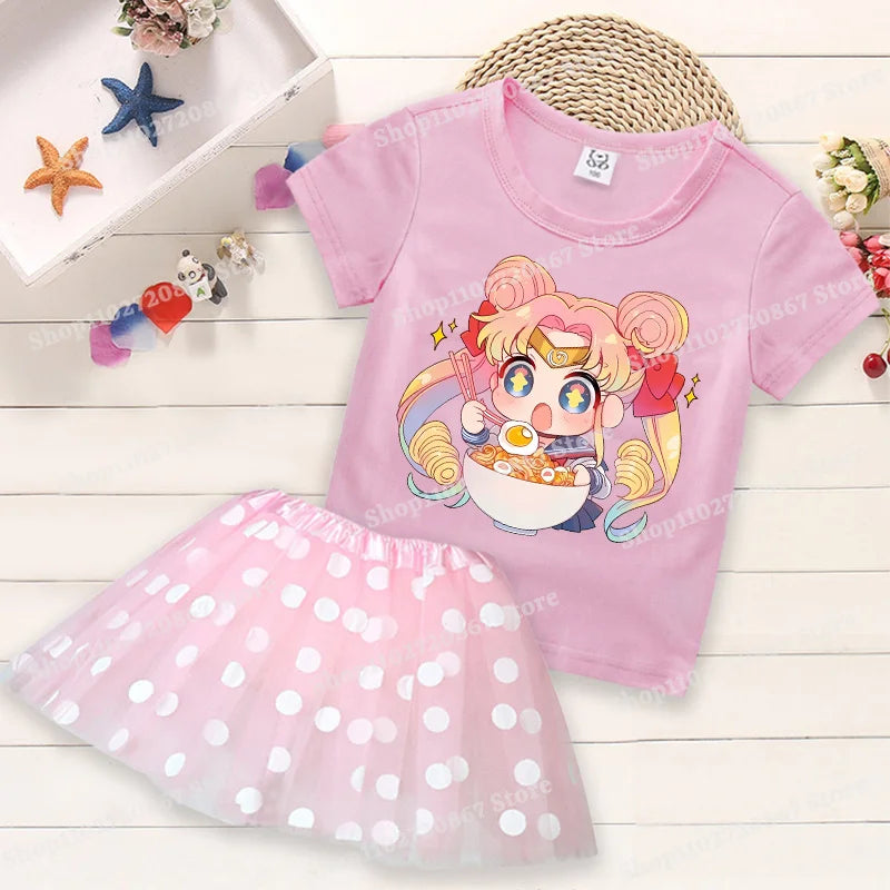 Summer Kids Girls Clothes Little Pony T-Shirt+Tutu Skirt 2pcs Clothing Sets