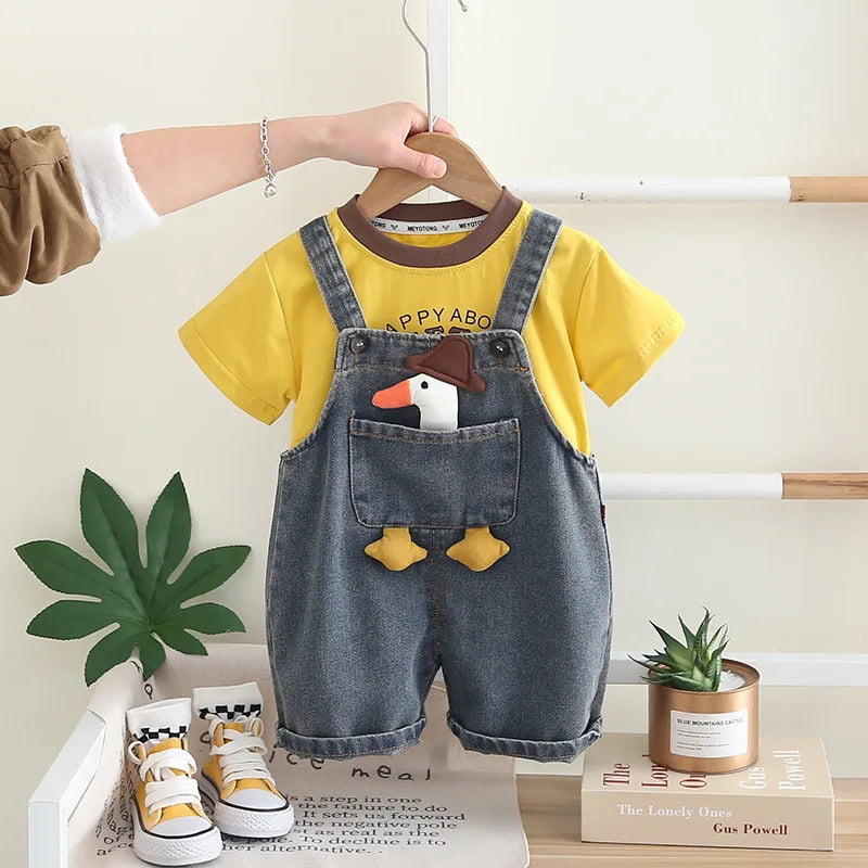 Summer Baby Boys Clothes Suit Children T-Shirt Overalls-Bennys Beauty World
