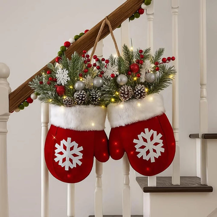 Christmas Garland Creative Glove-Shaped Simulated Flower Wreath