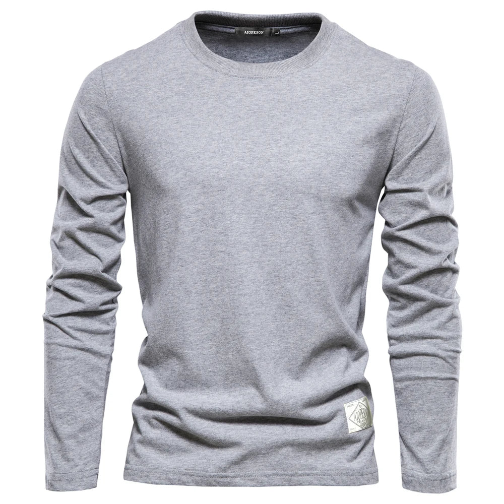 Cotton Long Sleeve T Shirt For Men Solid Spring Casual Mens T-shirts