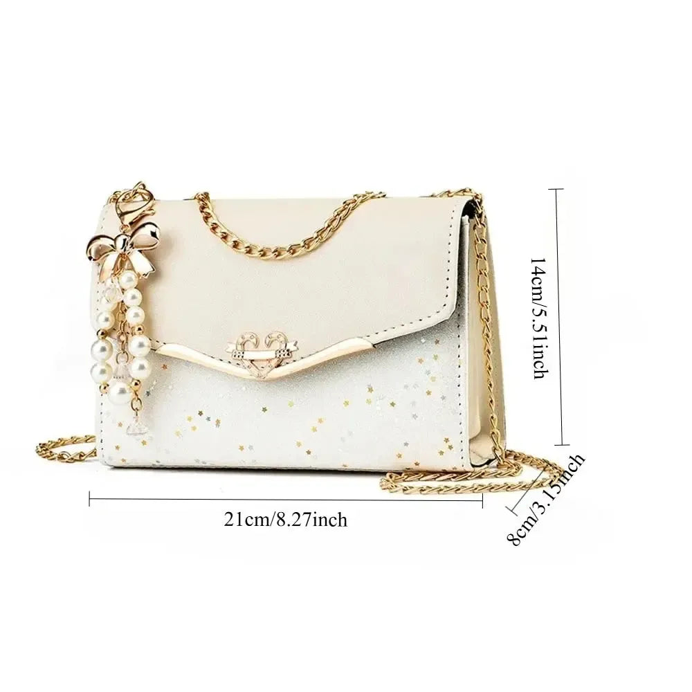 Women's Sequin Shoulder Bag – PU Leather Flap Crossbody Handbag with Tassel-bag-Bennys Beauty World